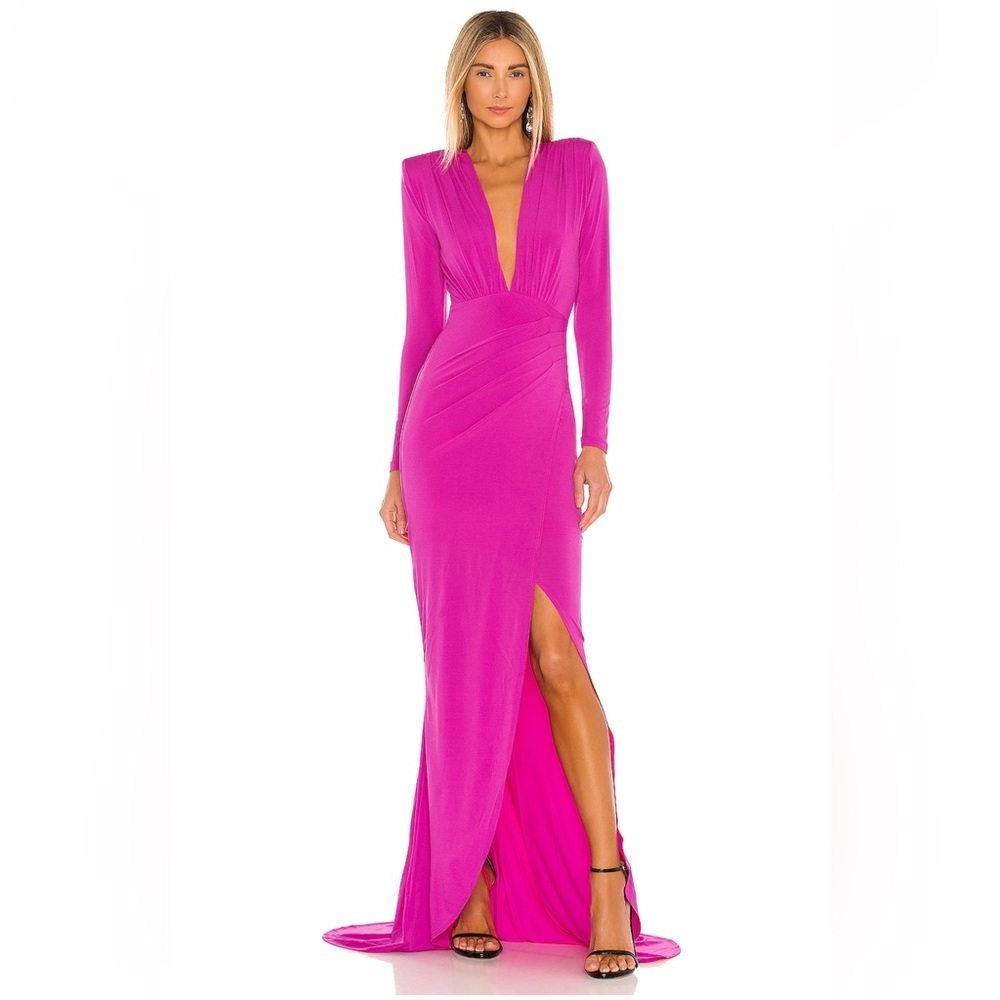 NWT Nookie Bright Fuschia Long Sleeve Farrah Evening Gown